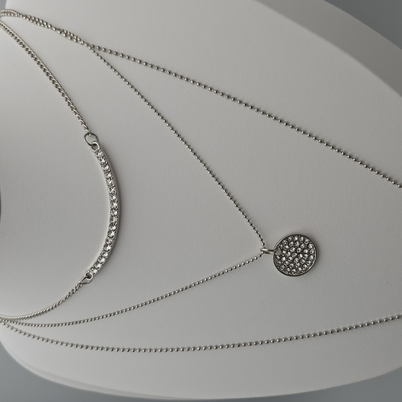 ✨2/$10✨ Multi Chain Layered Diamond Necklace Micro Pave Round Semicircle - Picture 4 of 11